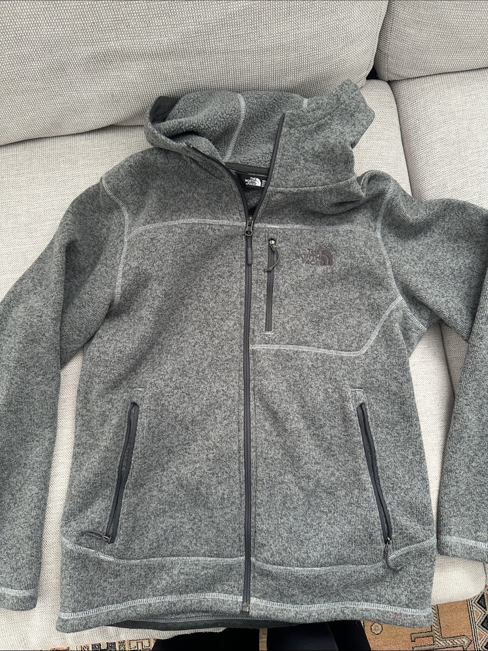 The North Face Gray Full-Zip Hooded Performance Fleece Jacket